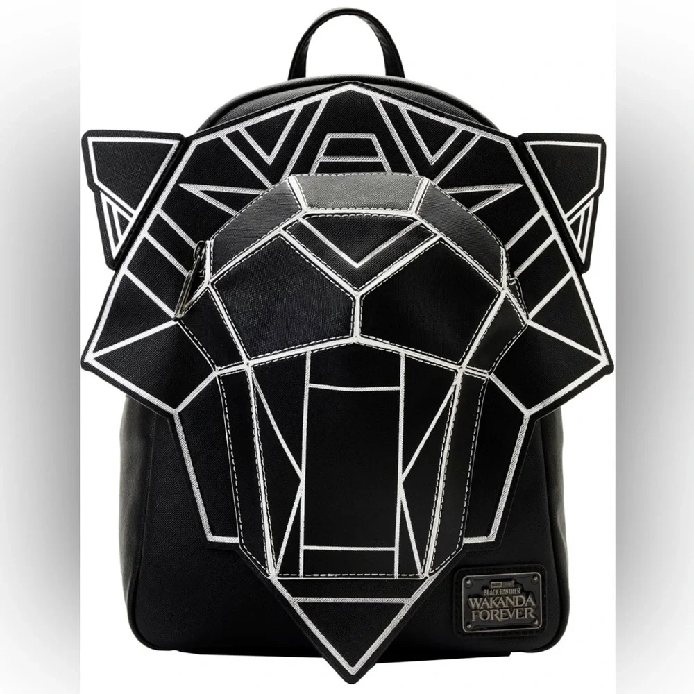 2pc Loungefly Black Panther-Wakanda Forever Mini Backpack 3 dimensional design
